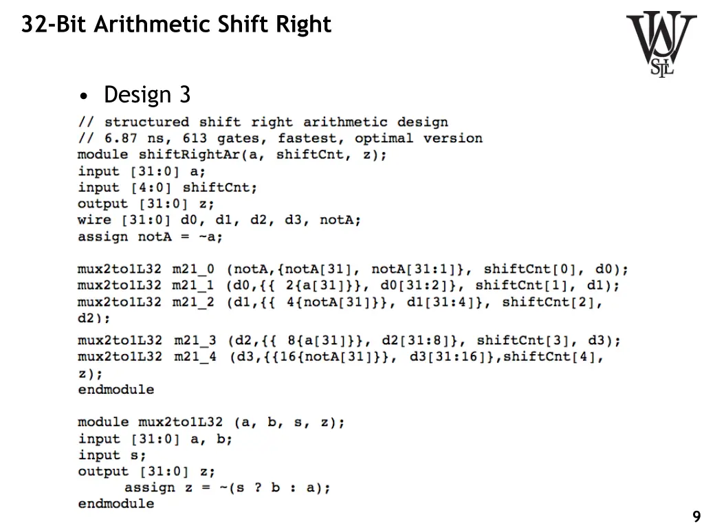 32 bit arithmetic shift right