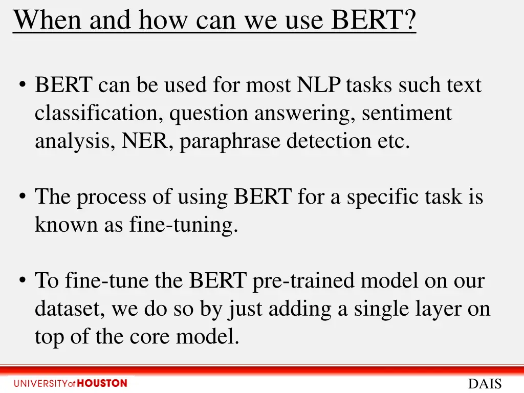 when and how can we use bert