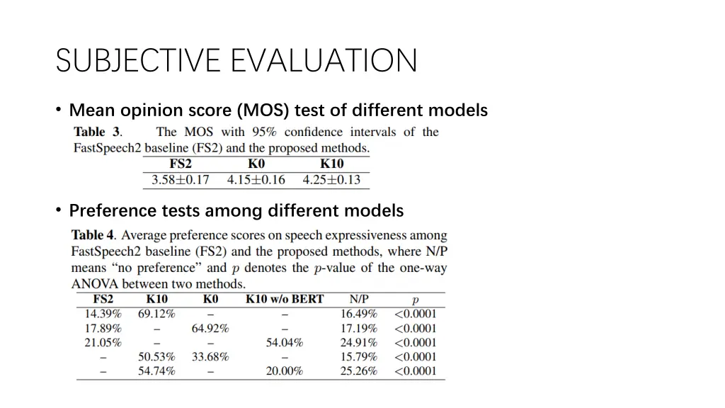 subjective evaluation