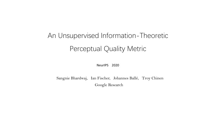 an unsupervised information theoretic