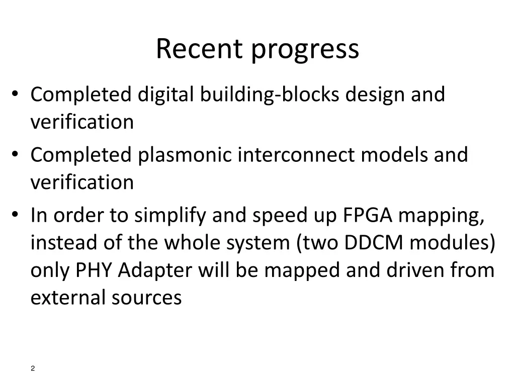 recent progress
