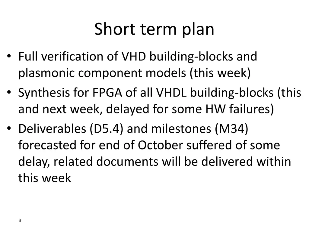 short term plan