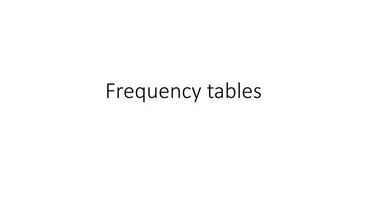 frequency tables