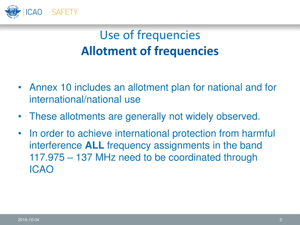 use of frequencies allotment of frequencies