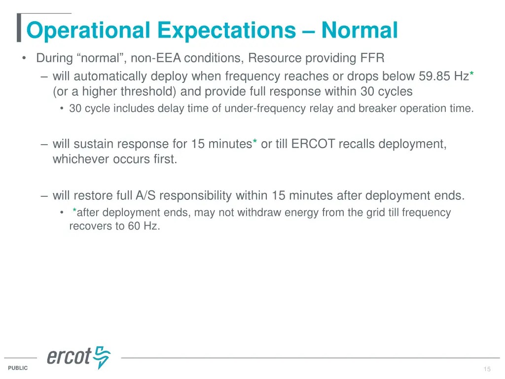 operational expectations normal