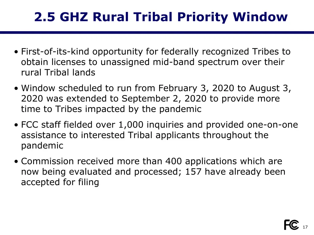2 5 ghz rural tribal priority window