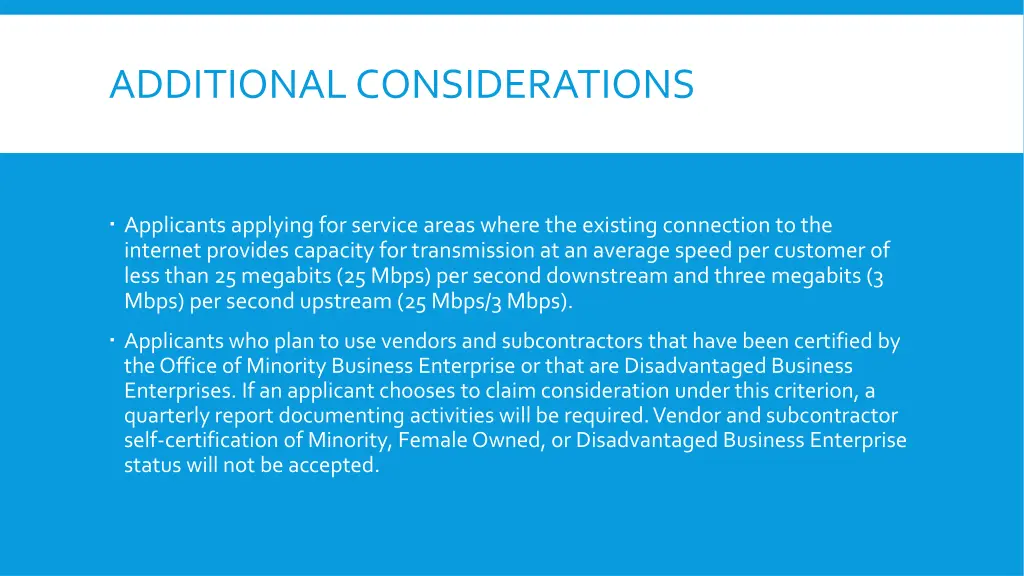 additional considerations