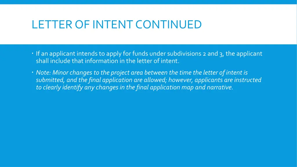 letter of intent continued