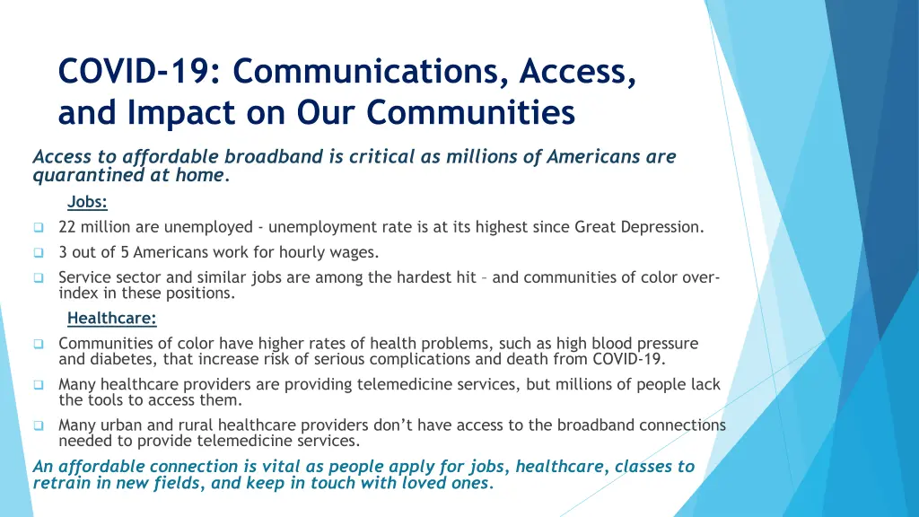 covid 19 communications access and impact