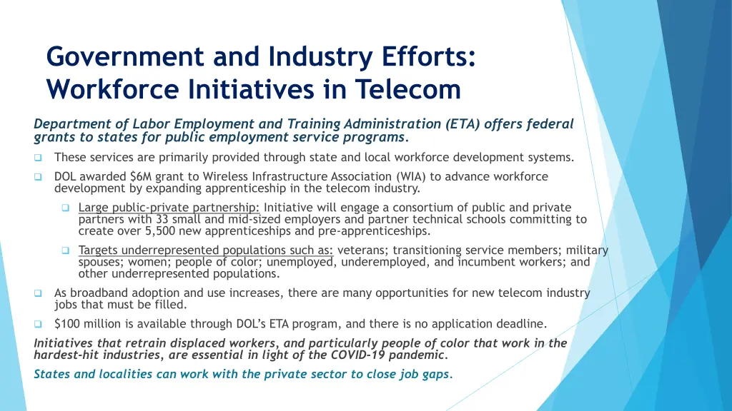 government and industry efforts workforce