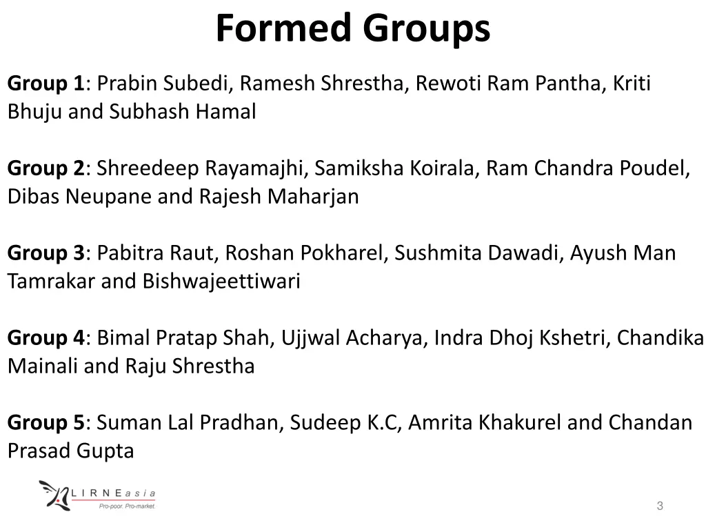 formed groups