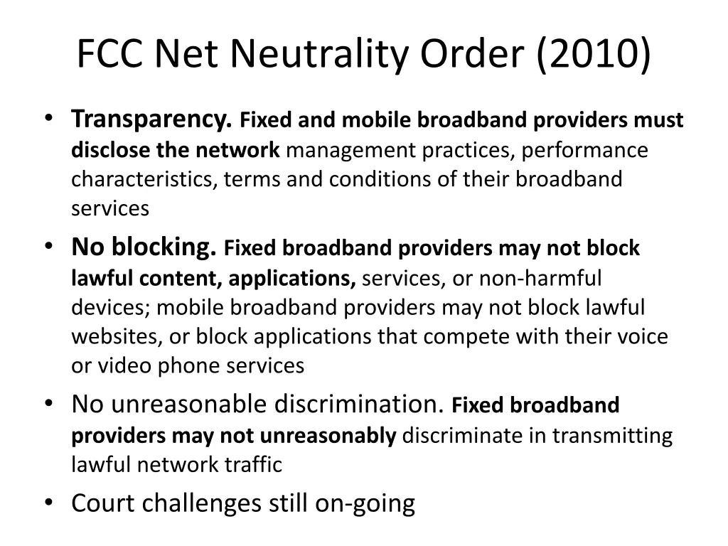 fcc net neutrality order 2010