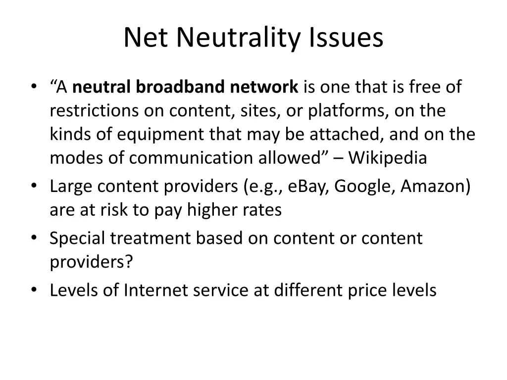 net neutrality issues