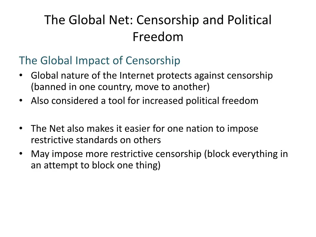 the global net censorship and political freedom