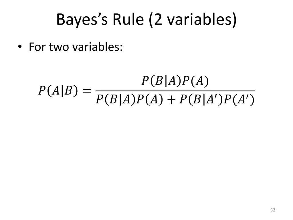 bayes s rule 2 variables
