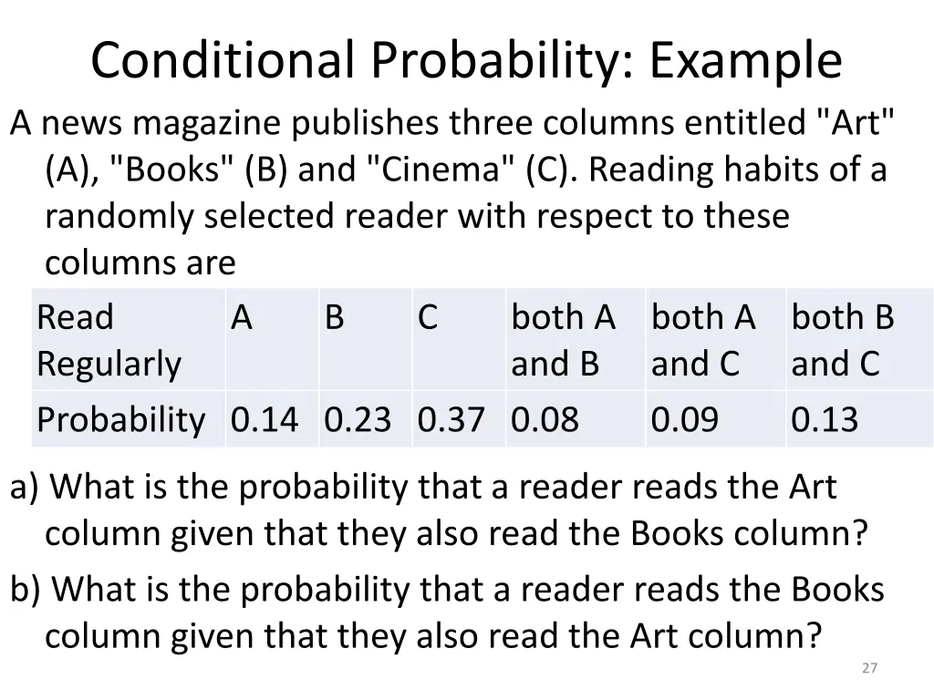 conditional probability example a news magazine