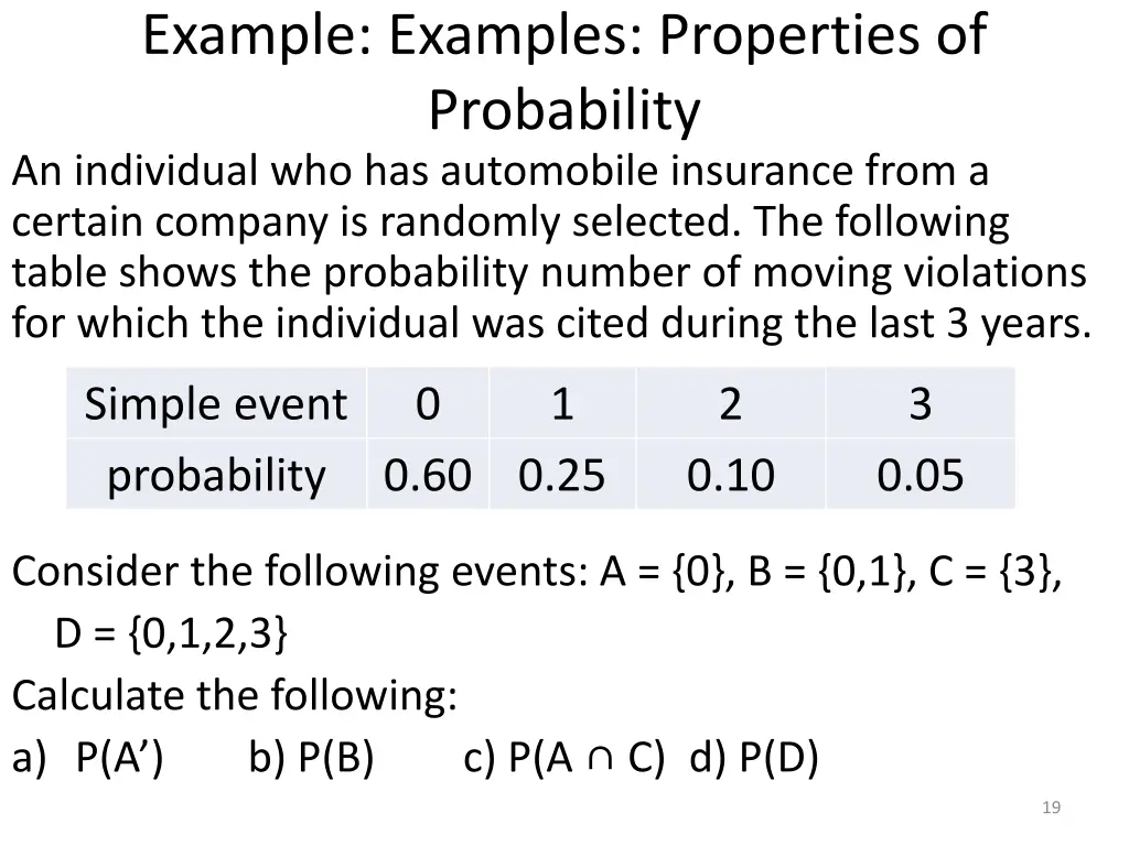 example examples properties of probability