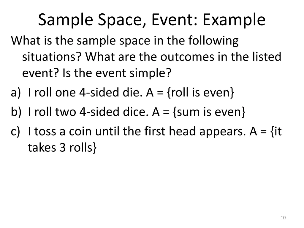 sample space event example what is the sample
