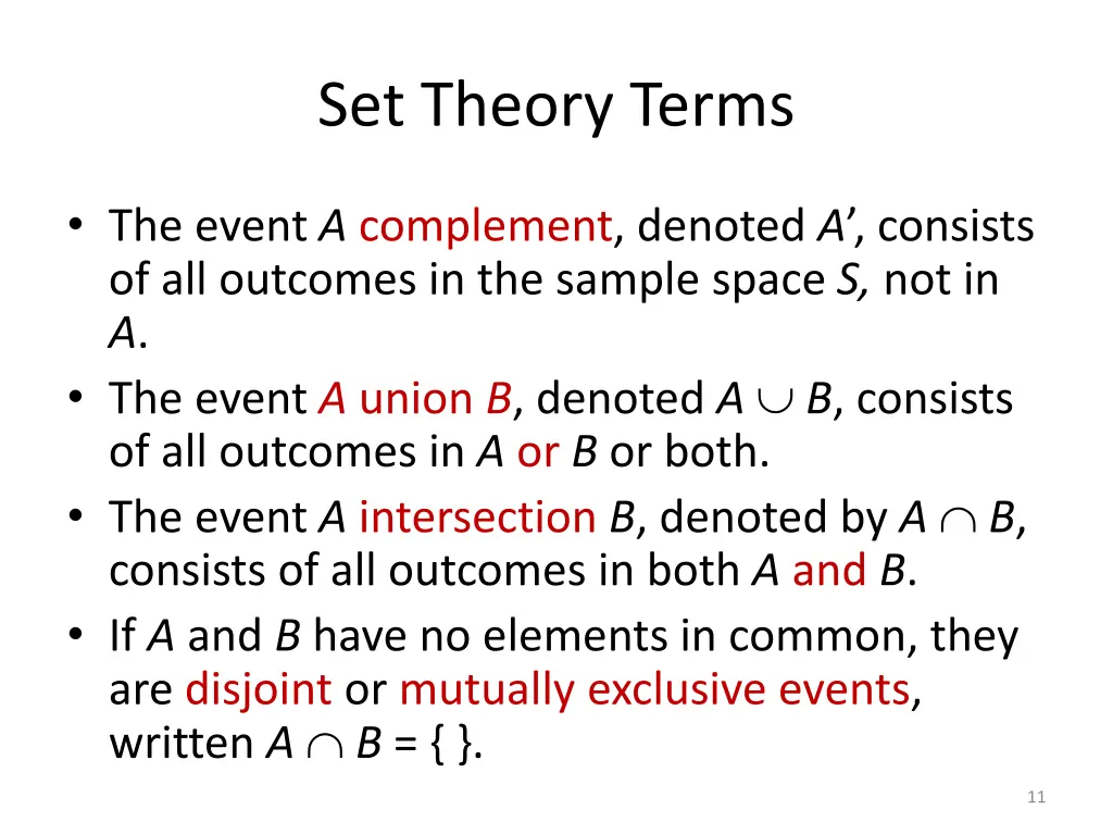set theory terms