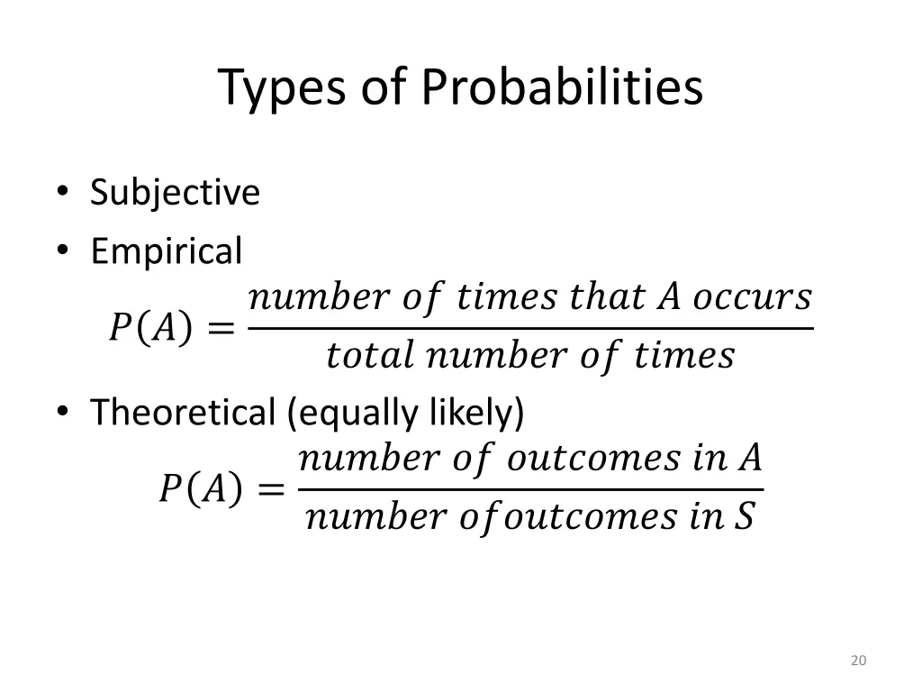 types of probabilities