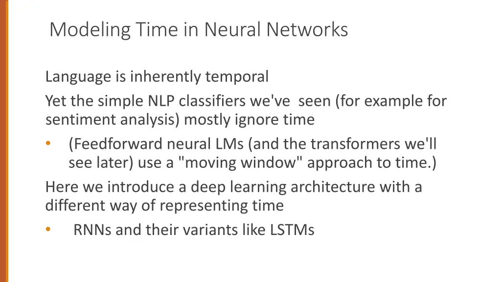 modeling time in neural networks