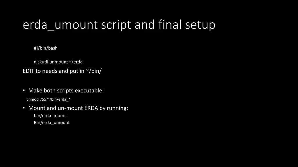erda umount script and final setup