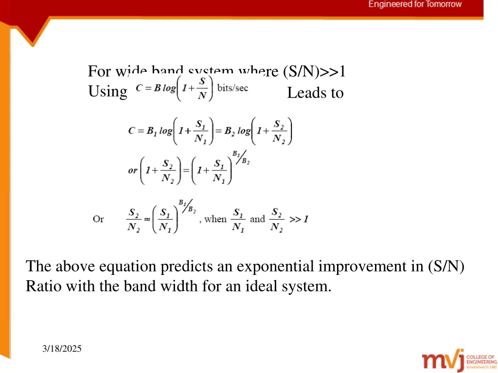 for wide band system where s n 1 using