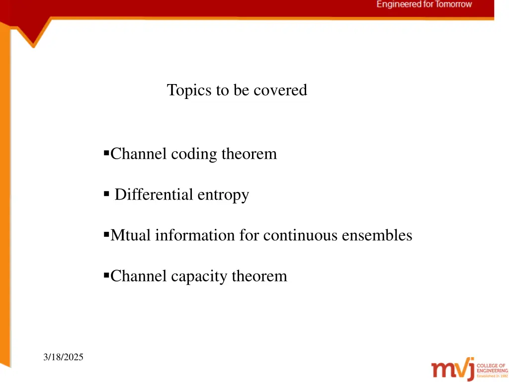 topics to be covered
