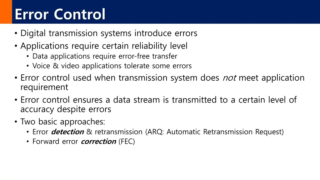 error control digital transmission systems