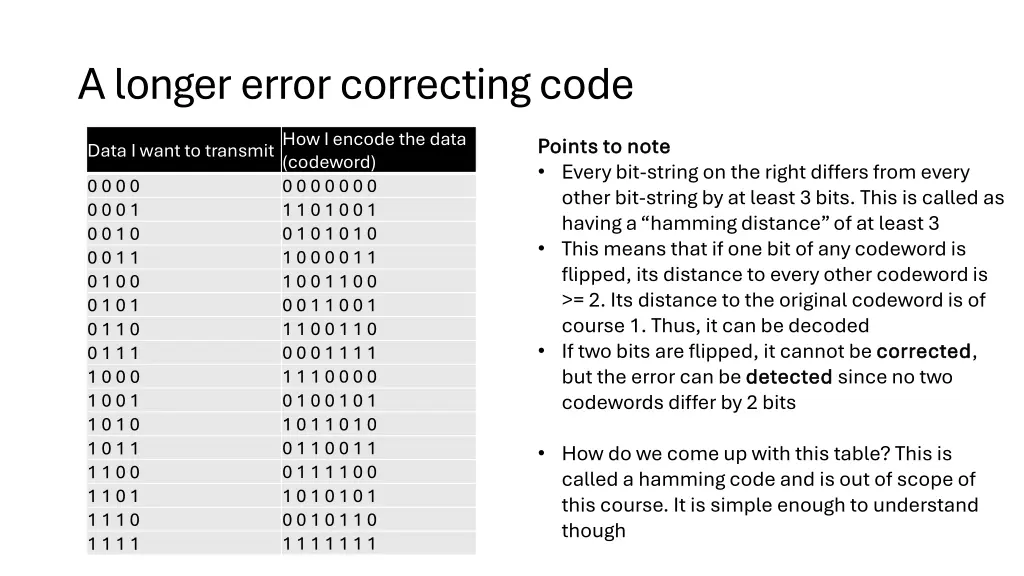 a longer error correcting code