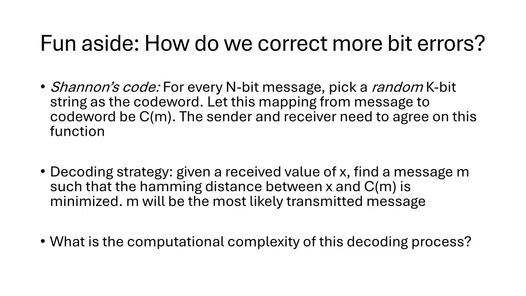 fun aside how do we correct more bit errors