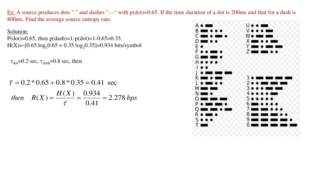 ex a source produces dots and dashes with