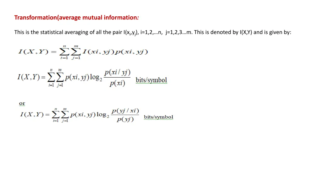 transformation average mutual information