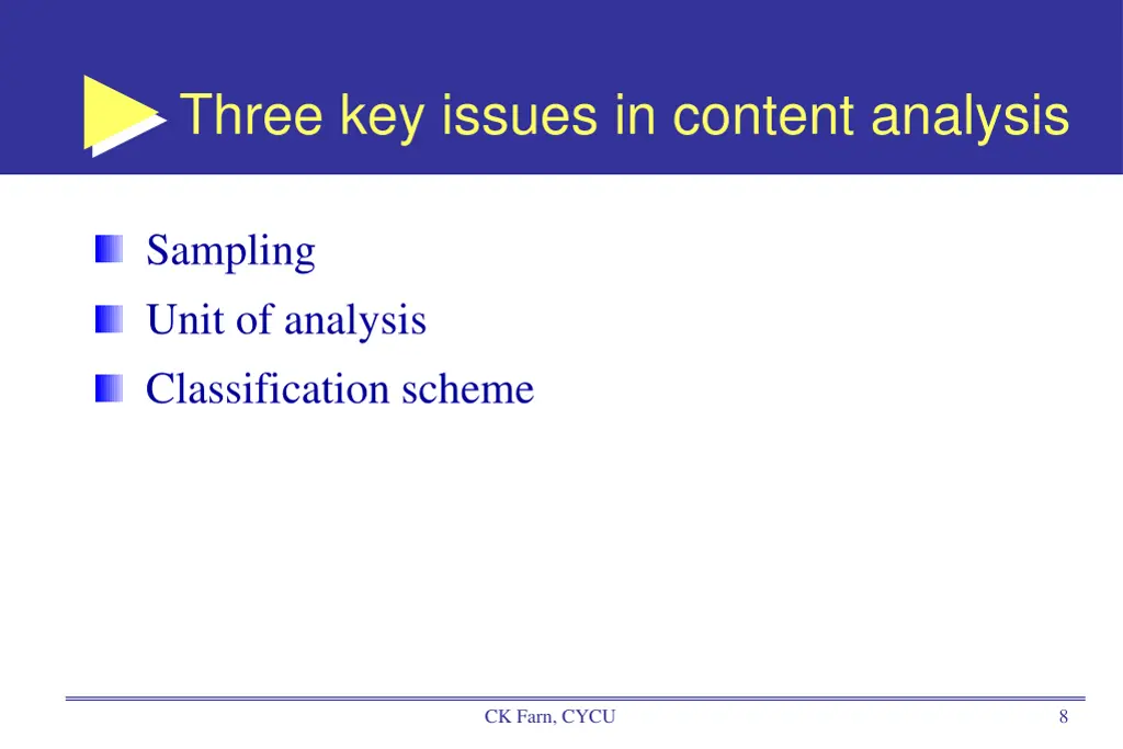 three key issues in content analysis