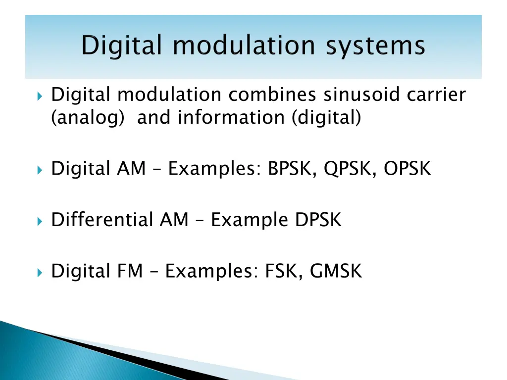 digital modulation combines sinusoid carrier
