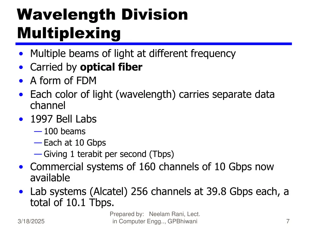 wavelength division multiplexing multiple beams