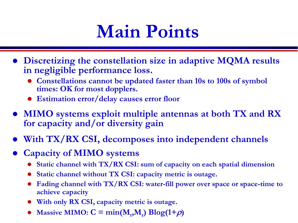 main points