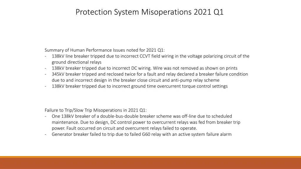 protection system misoperations 2021 q1 1