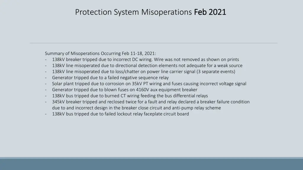 protection system misoperations feb 2021
