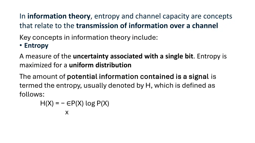 in information theory entropy and channel