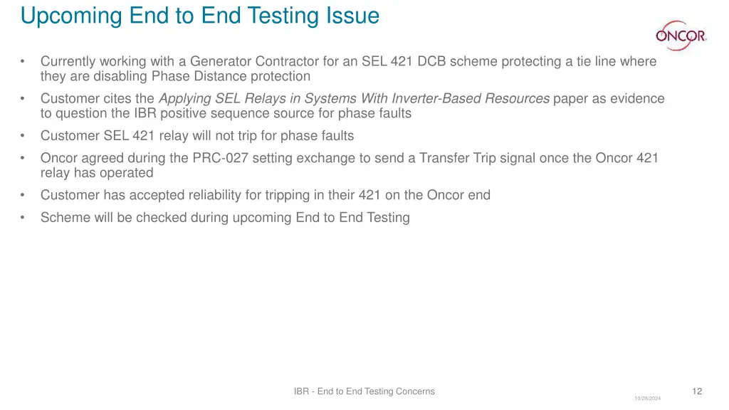 upcoming end to end testing issue