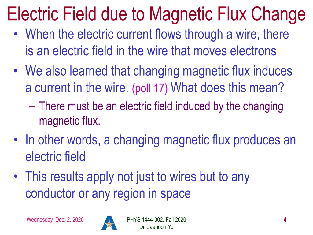 electric field due to magnetic flux change when