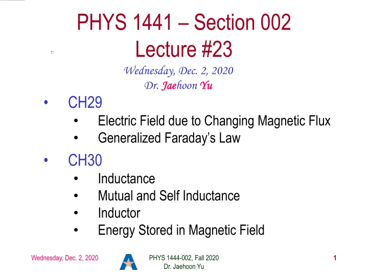 phys 1441 section 002 lecture 23 wednesday