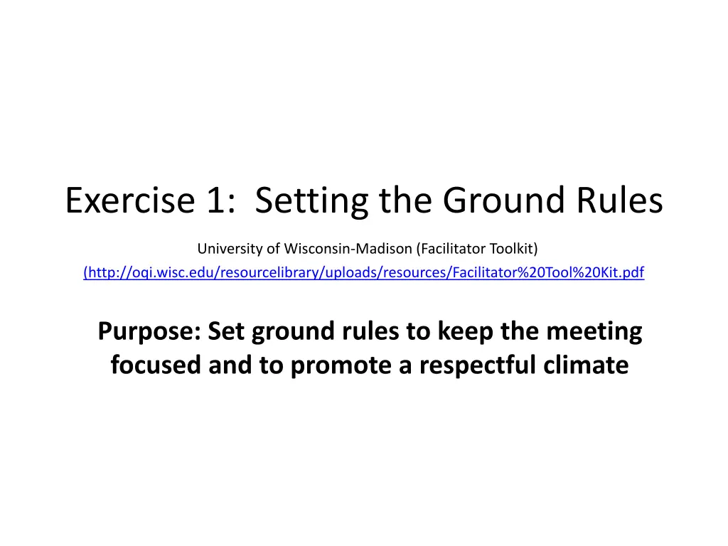 exercise 1 setting the ground rules