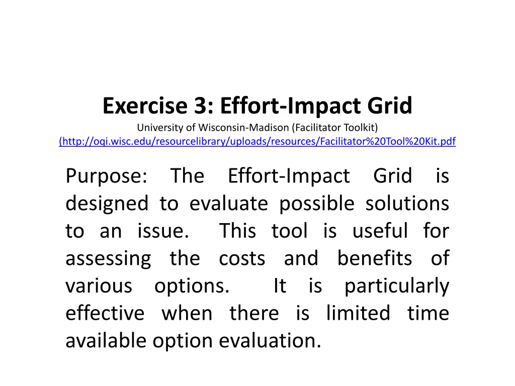exercise 3 effort impact grid university