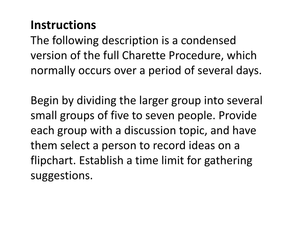 instructions the following description