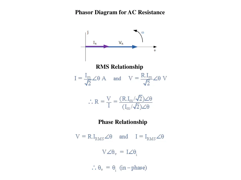 phasor diagram for ac resistance