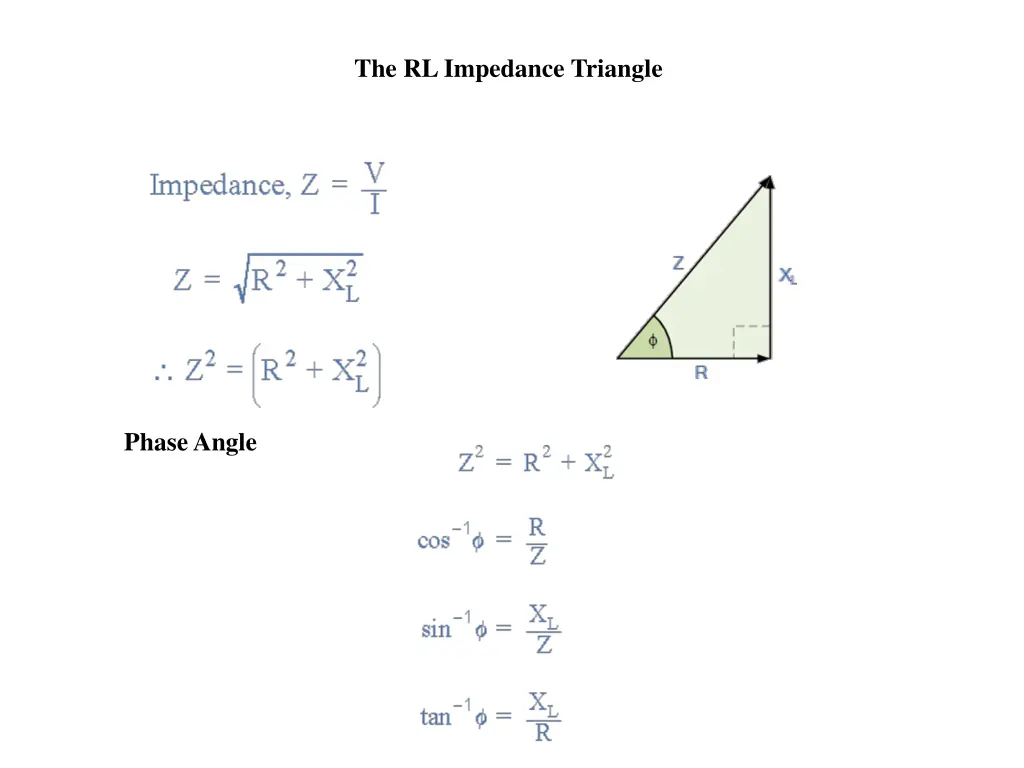 the rlimpedance triangle