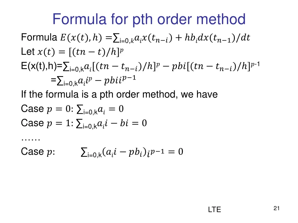 formula for pth order method formula