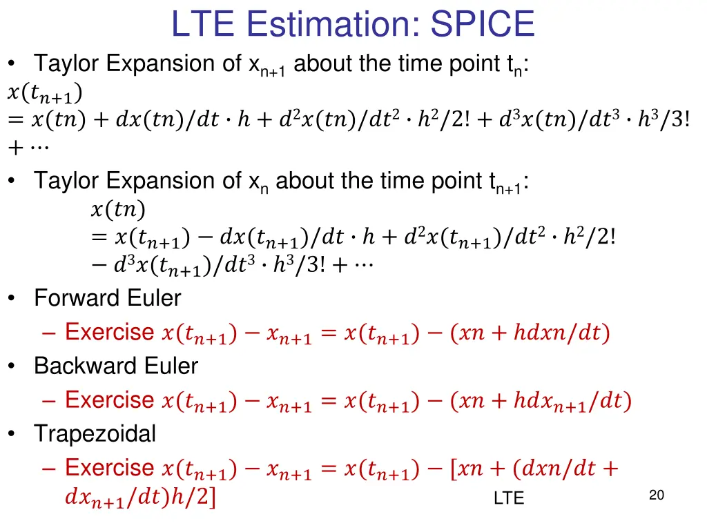 lte estimation spice taylor expansion